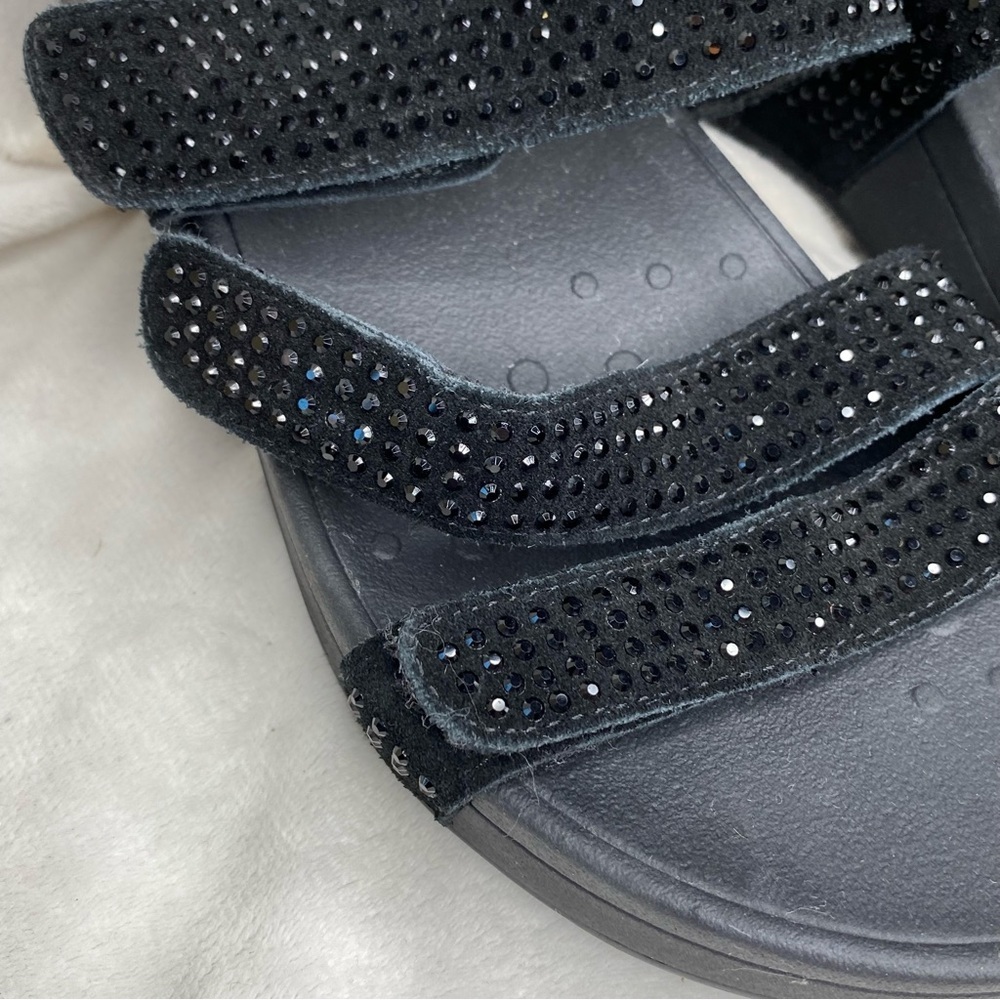 Vionic Pacific Alexis Black Suede Embellished Adjustable Strap Sandal - Picture 10 of 12